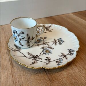 White & Blue, Gold accented plate and tea cup